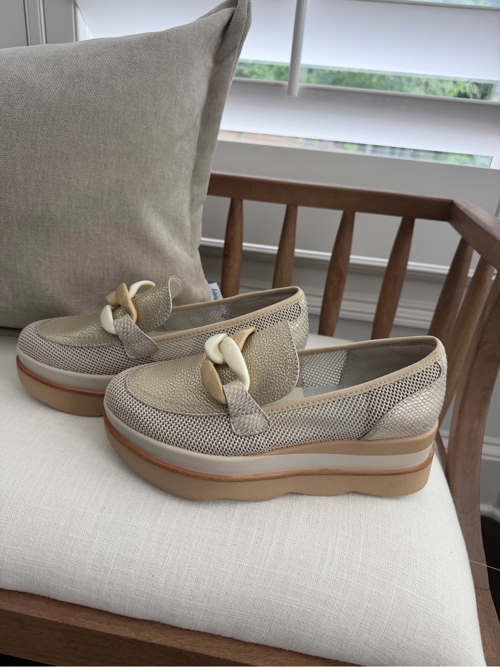 Dolce Vita cream/beige platform loafers - Picture 3 of 5